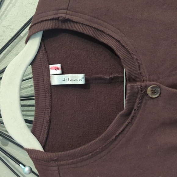 Kleen Brown Button Down Top Cotton Pockets Breathable Lagenlook Small Minimalist - Picture 8 of 13